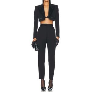 DOLCE & GABBANA Black High Waist CUFFED Slim Wool Tailored Pants - XS / 38